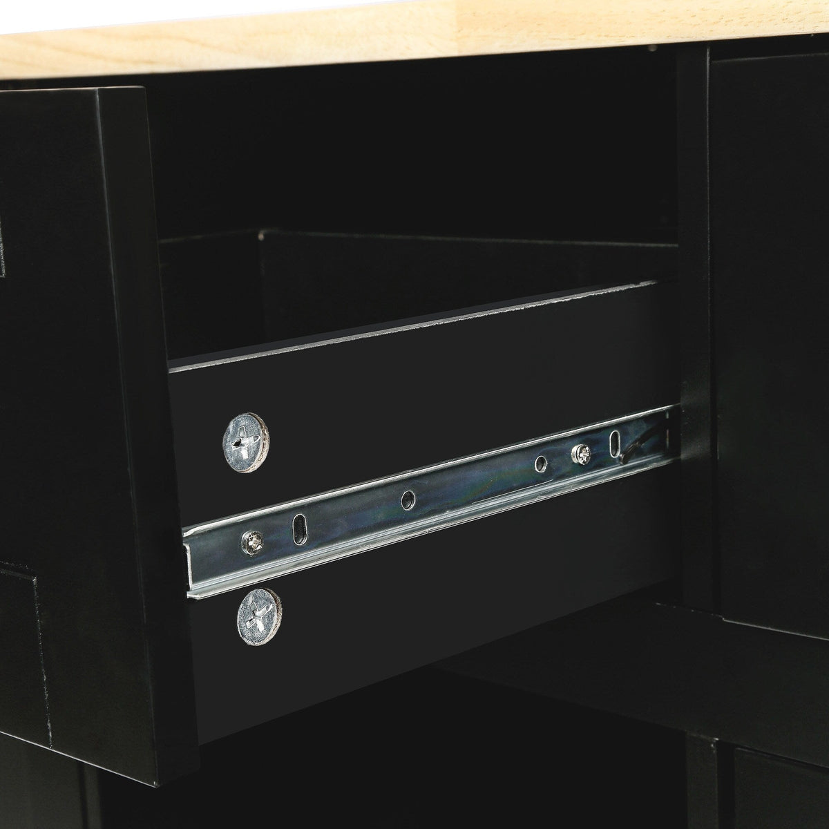 ModernLuxe Black Wood Base with Wood Top Rolling Kitchen Island (29.5-in x 53.1-in x 37.2-in)