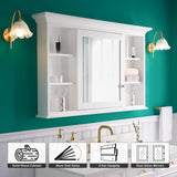 Forclover 48-in x 30-in Surface Mount White Mirrored Soft Close Medicine Cabinet