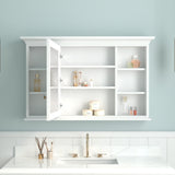 Forclover 48-in x 30-in Surface Mount White Mirrored Soft Close Medicine Cabinet