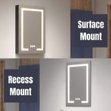 waterpar 24-in x 36-in Lighted LED Fog Free Surface/Recessed Mount Black Mirrored Soft Close Medicine Cabinet with Outlet