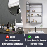 waterpar 24-in x 36-in Lighted LED Fog Free Surface/Recessed Mount Black Mirrored Soft Close Medicine Cabinet with Outlet