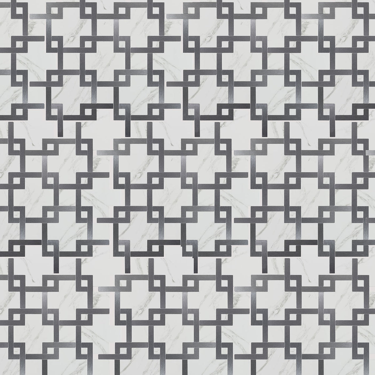 Peel&Stick Mosaics Cararra connection white and gray 14-in x 14-in Glossy Metal Marble look Multi-shaped Peel and stick Mosaic Wall Tile product image