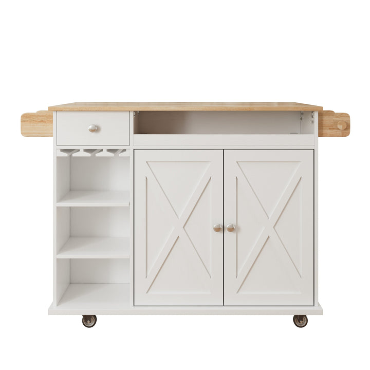 Damerin White Mdf Base with Mdf Wood Top Rolling Kitchen Cart (15.75-in x 44-in x 36.25-in)