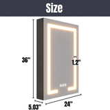 waterpar 24-in x 36-in Lighted LED Fog Free Surface/Recessed Mount Black Mirrored Soft Close Medicine Cabinet with Outlet