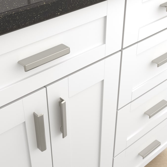 Origin 21 HAYES 3-in or 3-3/4-in (76Mm or 96mm) Center to Center Satin Nickel Dual Mount Rectangular Cup Drawer Pull