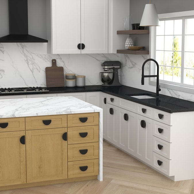 Origin 21 QUENBY 3-3/4-in (96mm) Center to Center Matte Black Circular Cup Drawer Pull