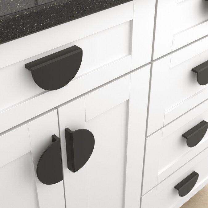 Origin 21 QUENBY 3-3/4-in (96mm) Center to Center Matte Black Circular Cup Drawer Pull