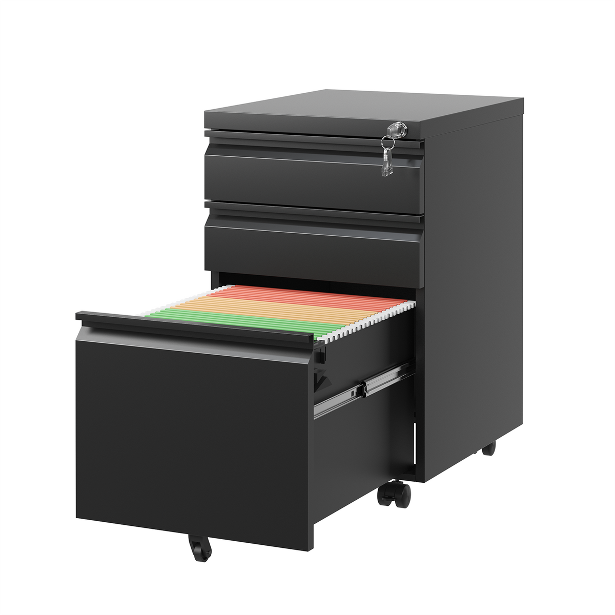 Sumyeg File Cabinet Black 3-Drawer 14.57-in File Cabinet