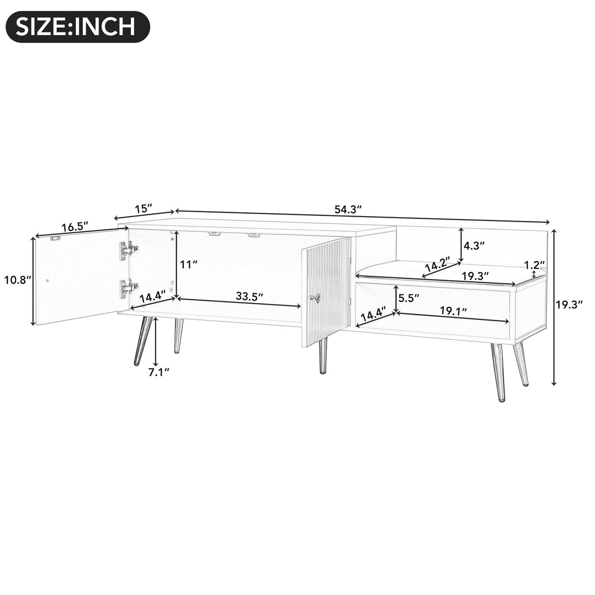 Qualler Modern White Storage Bench with Storage 54.3-in x 15-in x 19.3-in