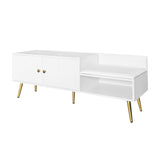 Qualler Modern White Storage Bench with Storage 54.3-in x 15-in x 19.3-in
