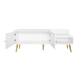 Qualler Modern White Storage Bench with Storage 54.3-in x 15-in x 19.3-in