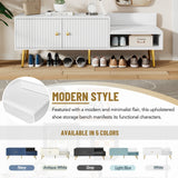 Qualler Modern White Storage Bench with Storage 54.3-in x 15-in x 19.3-in