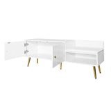 Qualler Modern White Storage Bench with Storage 54.3-in x 15-in x 19.3-in