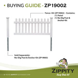 Zippity Outdoor Products Newport 3-ft H x 6-ft W White Privacy Vinyl Picket Fence Panel (Unassembled)