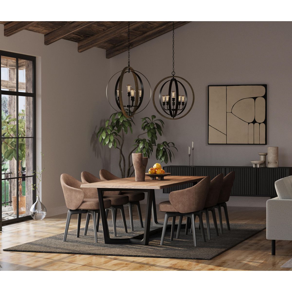Progress Lighting Conestee 6-Light Graphite Coastal Globe Large Hanging Pendant Light