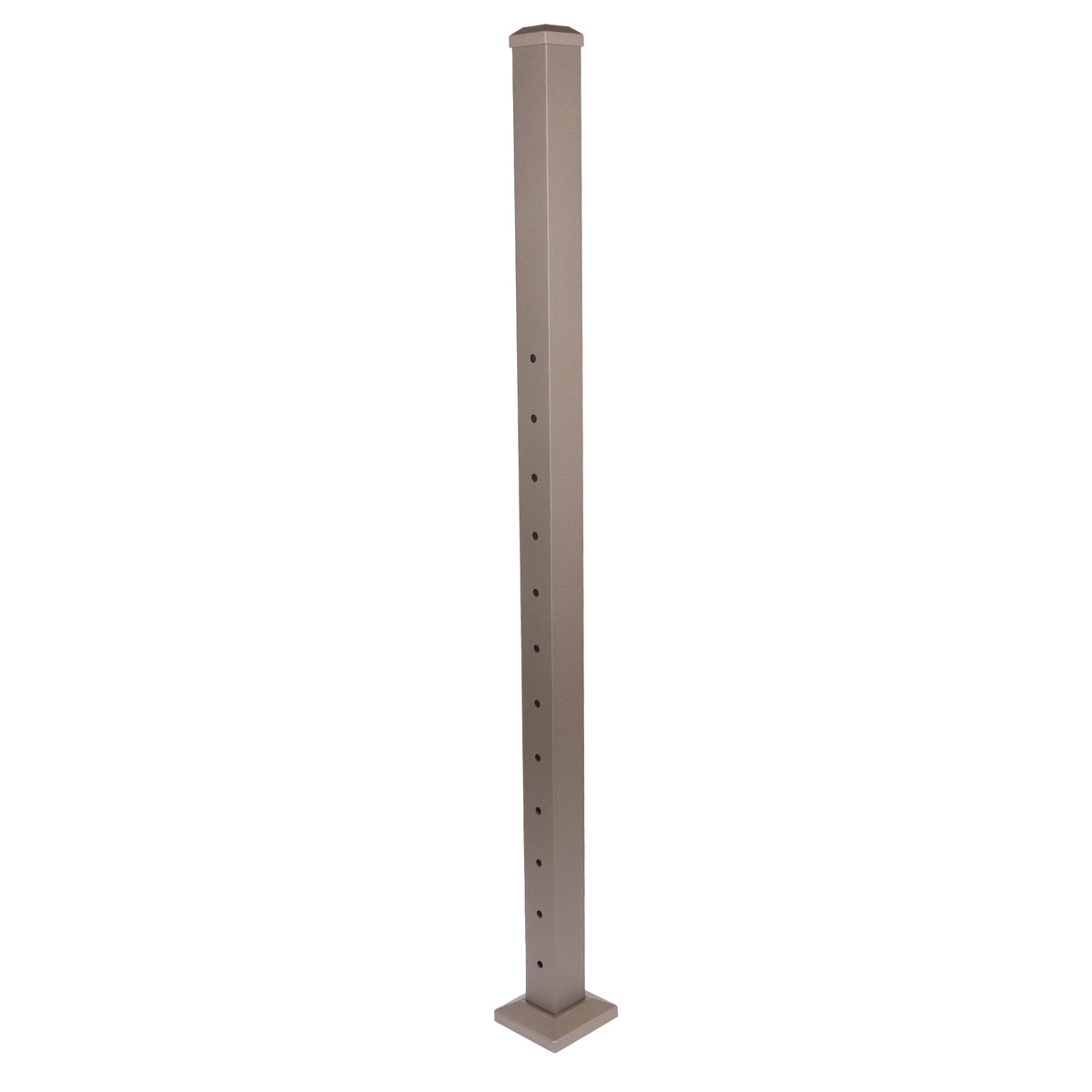 Deckorators Contemporary Cable 2.5-in x 2.5-in x 4-1/2-ft Textured Bronze Aluminum Deck Bottom Stair Post