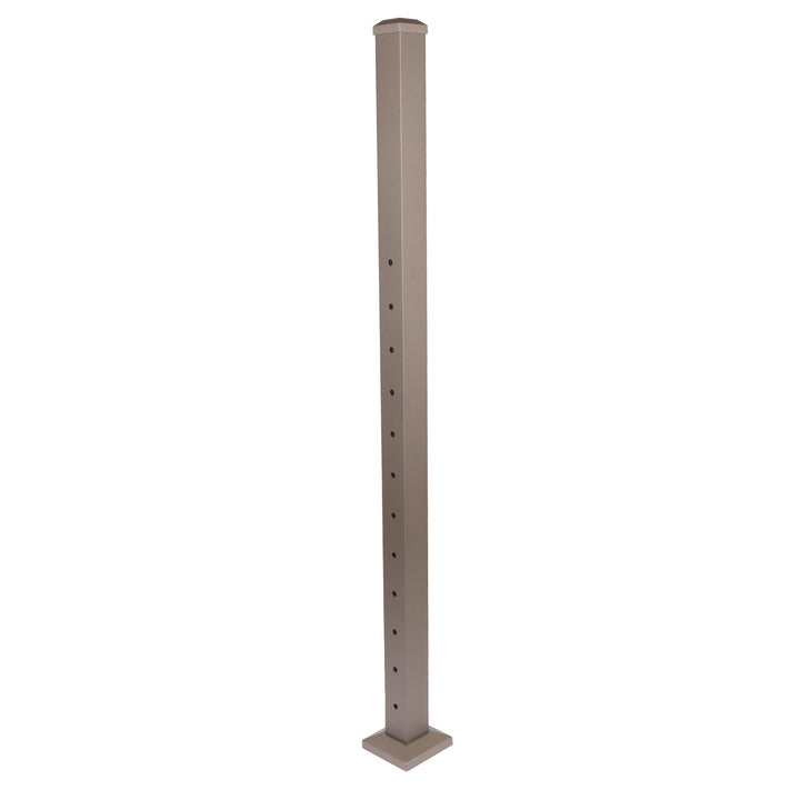 Deckorators Contemporary Cable 2.5-in x 2.5-in x 4-1/2-ft Textured Bronze Aluminum Deck Bottom Stair Post