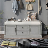 Qualler Modern Gray Wash Storage Bench with Storage 42.5-in x 15.9-in x 17.5-in