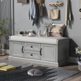 Qualler Modern Gray Wash Storage Bench with Storage 42.5-in x 15.9-in x 17.5-in