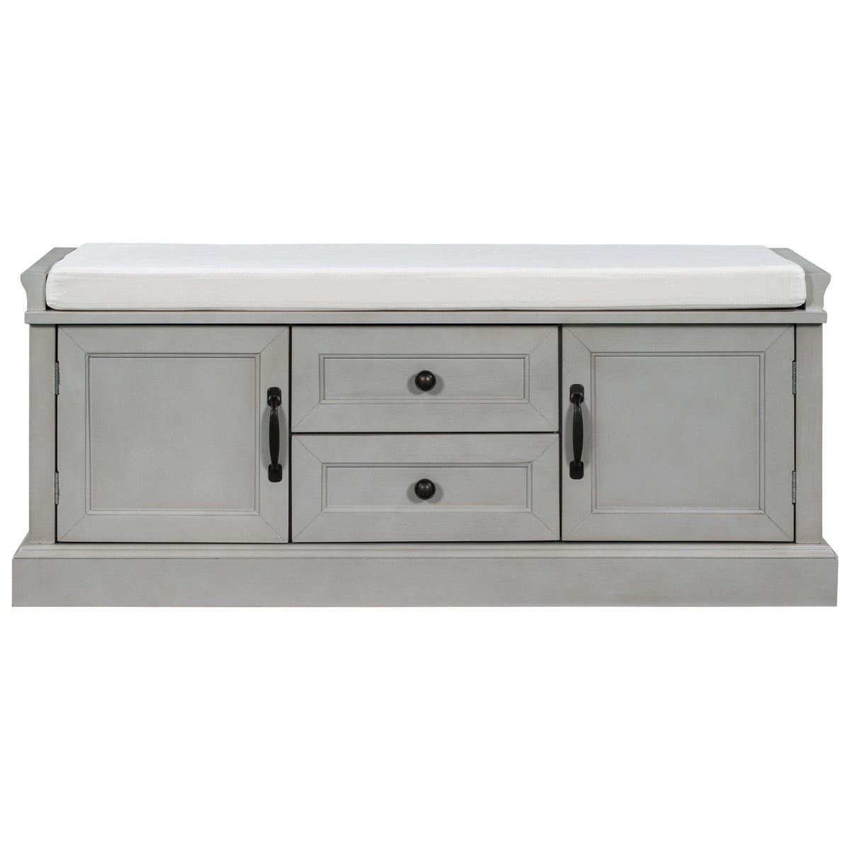 Qualler Modern Gray Wash Storage Bench with Storage 42.5-in x 15.9-in x 17.5-in