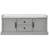 Qualler Modern Gray Wash Storage Bench with Storage 42.5-in x 15.9-in x 17.5-in