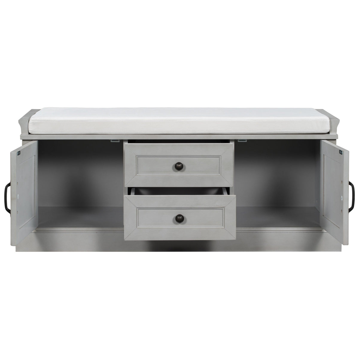 Qualler Modern Gray Wash Storage Bench with Storage 42.5-in x 15.9-in x 17.5-in