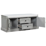 Qualler Modern Gray Wash Storage Bench with Storage 42.5-in x 15.9-in x 17.5-in