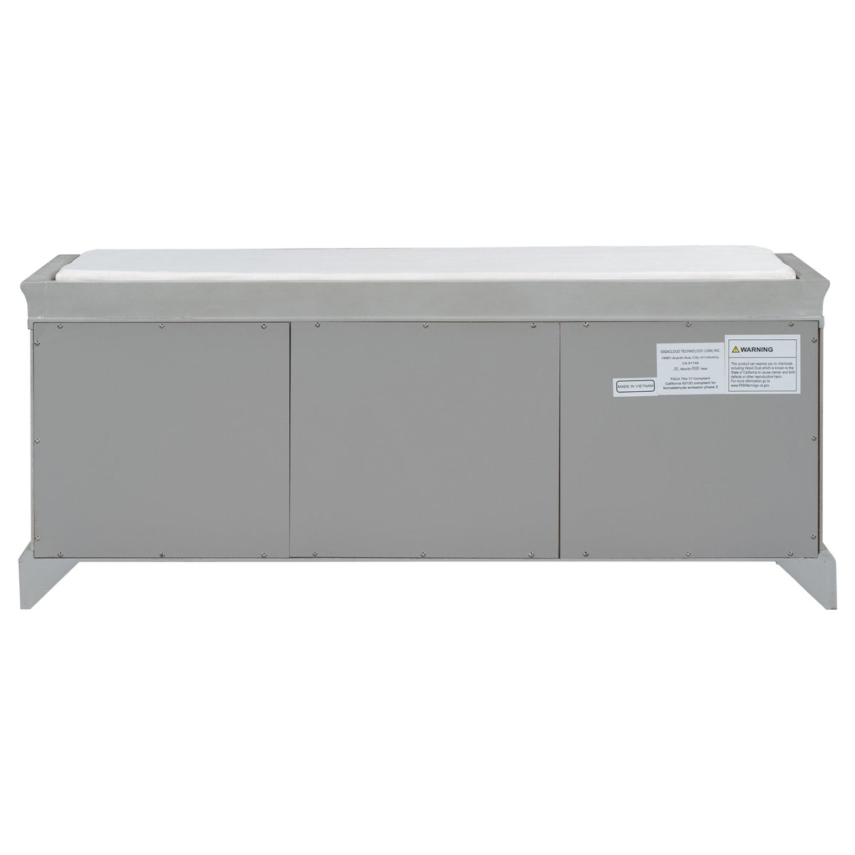 Qualler Modern Gray Wash Storage Bench with Storage 42.5-in x 15.9-in x 17.5-in