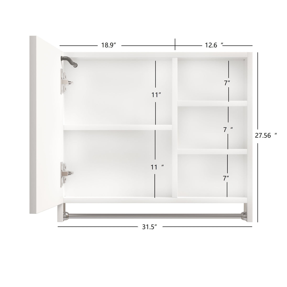Forclover 32-in x 28-in Lighted LED Fog Free Surface Mount White Mirrored Medicine Cabinet