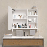 Forclover 32-in x 28-in Lighted LED Fog Free Surface Mount White Mirrored Medicine Cabinet