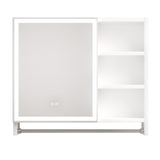 Forclover 32-in x 28-in Lighted LED Fog Free Surface Mount White Mirrored Medicine Cabinet