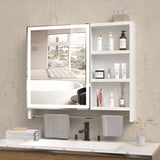 Forclover 32-in x 28-in Lighted LED Fog Free Surface Mount White Mirrored Medicine Cabinet