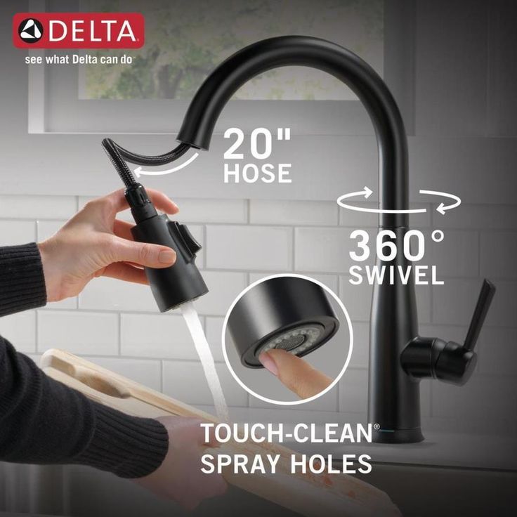 Delta Essa Touch2O Matte Black 1-Handle Deck-Mount Pull-Down Touch Kitchen Faucet (Deck Plate Included)
