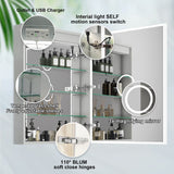 WELLFOR 24-in x 30-in Lighted LED Fog Free Surface/Recessed Mount Aluminum Mirrored Soft Close Medicine Cabinet