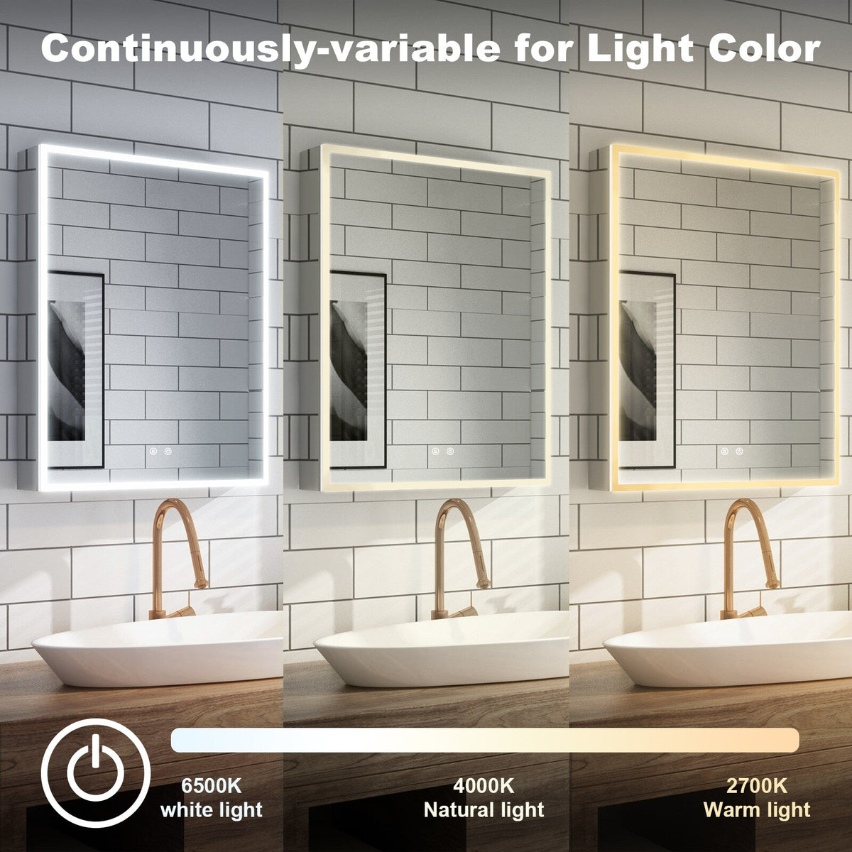 WELLFOR 24-in x 30-in Lighted LED Fog Free Surface/Recessed Mount Aluminum Mirrored Soft Close Medicine Cabinet