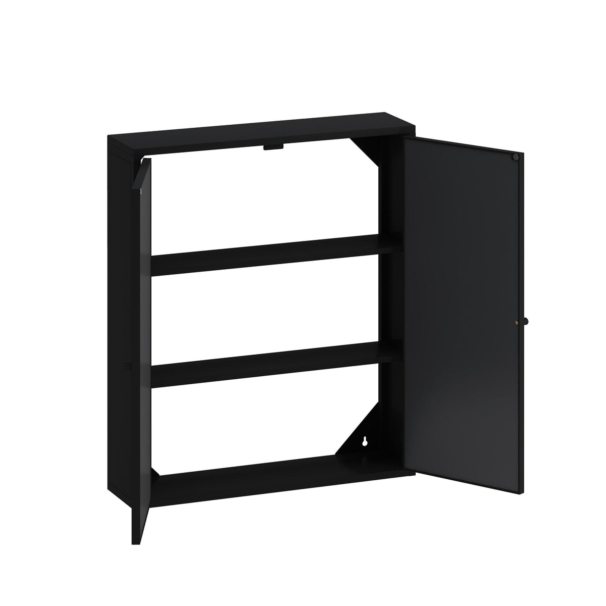 WELLFOR 24-in x 28-in Surface Mount Black Mirrored Soft Close Medicine Cabinet
