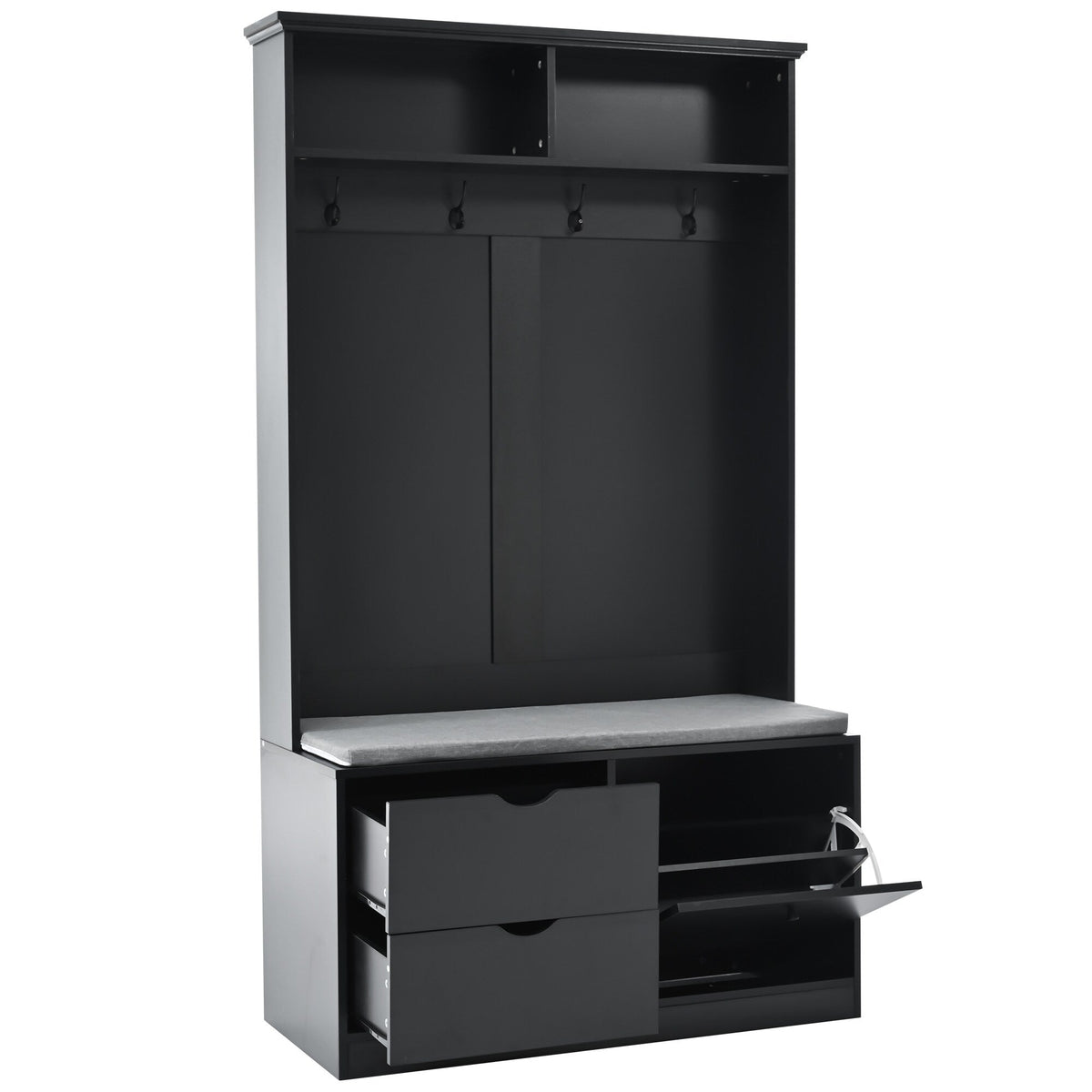 ModernLuxe Modern 40.6-in Black Wood Hall Tree