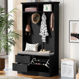 ModernLuxe Modern 40.6-in Black Wood Hall Tree