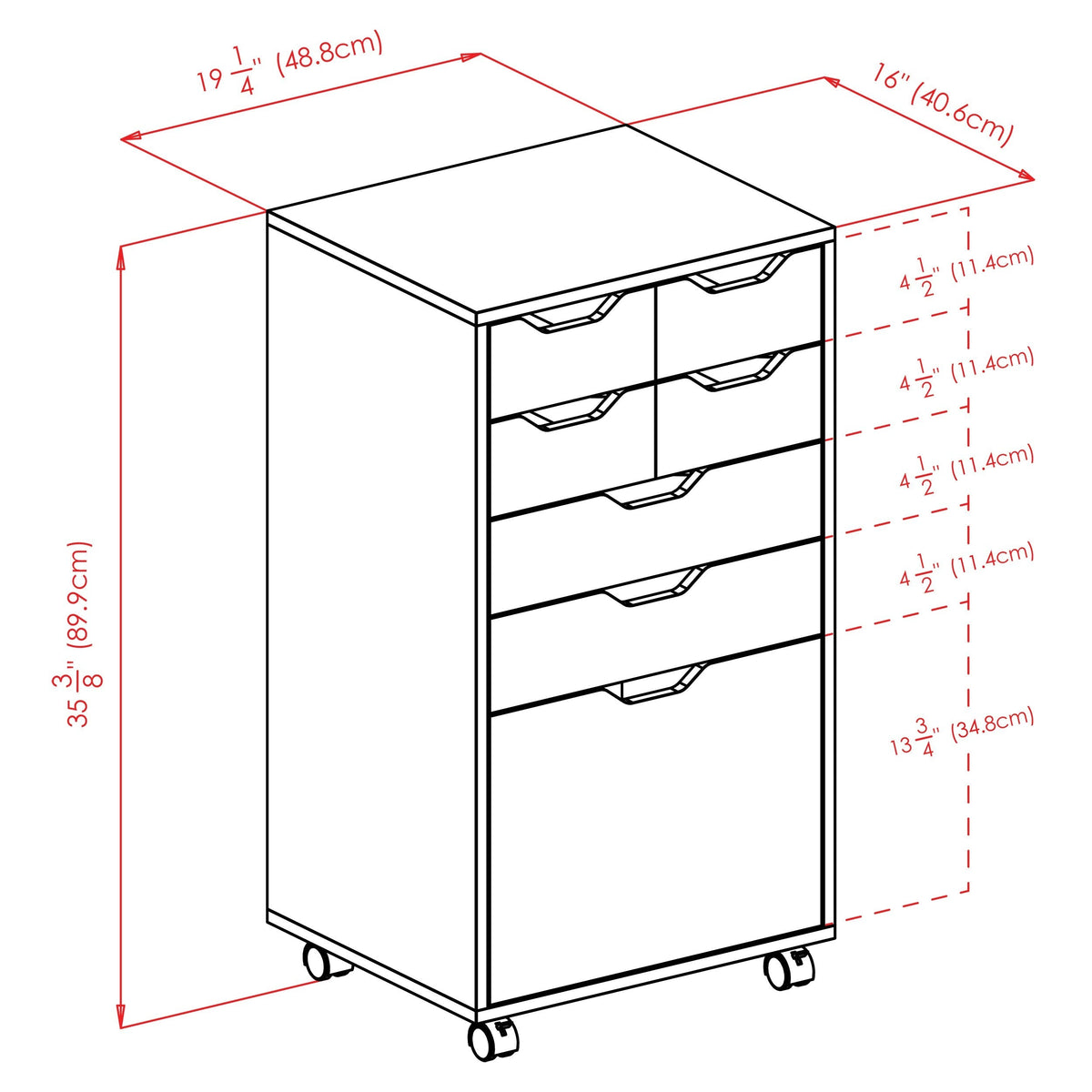 Winsome Wood Halifax White 6-Drawer 19.21-in File Cabinet