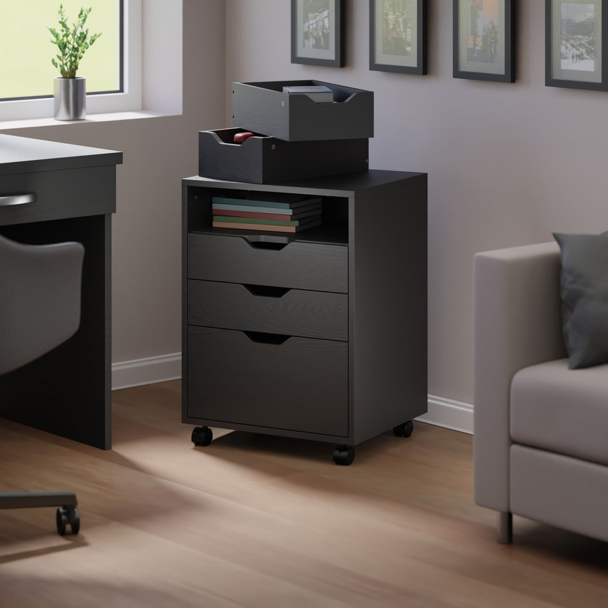 Winsome Wood Halifax Black 4-Drawer 19.21-in File Cabinet