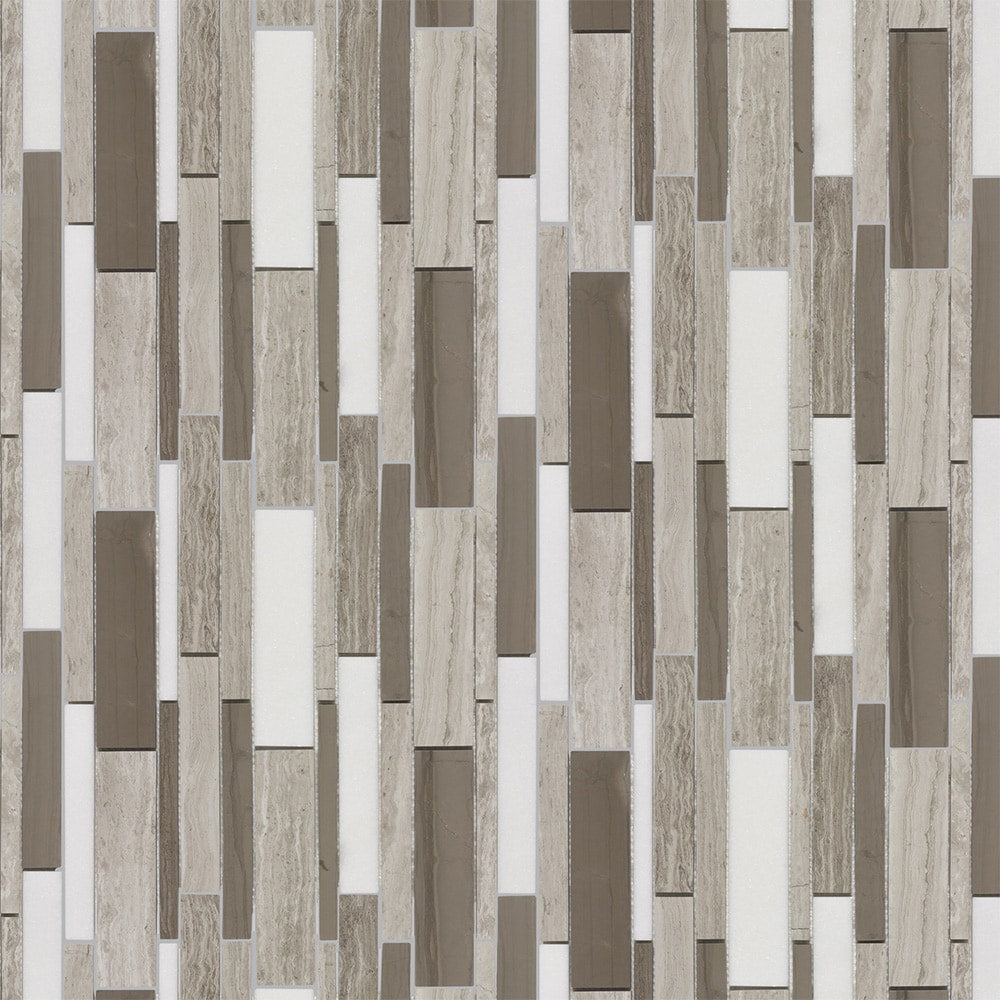 Elida Ceramica Stone Savvy Natural 12-in x 12-in Polished Marble Linear Mosaic Tile