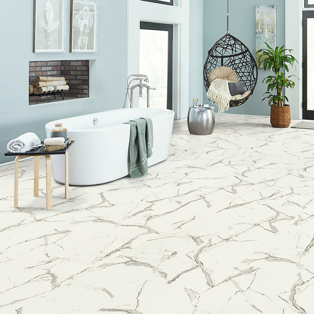 Pergo Verona Marble Off-white Luxury Vinyl Tile Flooring - Waterproof, 22-mil, 21.18 sq ft/Carton