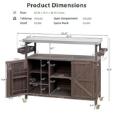 BABOOM Brown Wood Base with Stainless Steel Metal Top Rolling Kitchen Island (18.5-in x 50.25-in x 36.3-in)