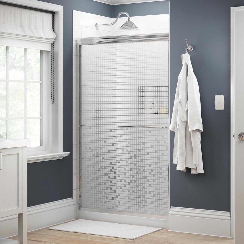 Simplicity 48 in. x 70 in. Semi-Frameless Traditional Sliding Shower Door in Bronze with Clear Glass - Super Arbor