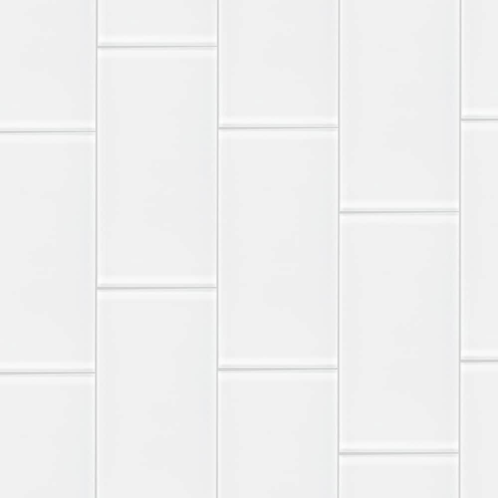 Elida Ceramica 4x8 Super White Glass 4-in x 8-in Glossy Glass Subway Wall Tile