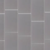 Elida Ceramica Grey Glass 4-in x 8-in Glossy Subway Wall Tile