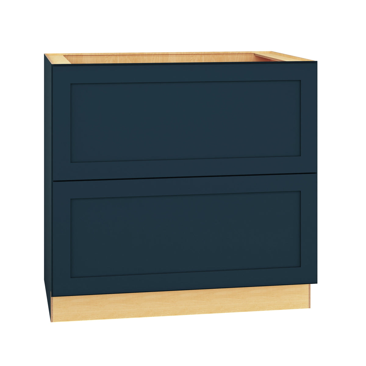 Diamond Express Jamestown 36-in W x 34.5-in H x 24-in D Regatta Blue 2-Drawer Base Fully Assembled Plywood Cabinet (Recessed Panel Shaker Style)