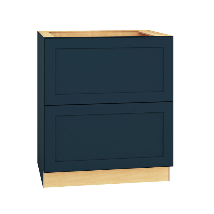 Diamond Express Jamestown 30-in W x 34.5-in H x 24-in D Regatta Blue 2-Drawer Base Fully Assembled Plywood Cabinet (Recessed Panel Shaker Style)