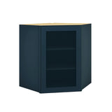 Diamond Express Jamestown 30-in W x 30-in H x 12-in D Regatta Blue Diagonal Corner Wall Fully Assembled Plywood Cabinet (Recessed Panel Shaker Style)