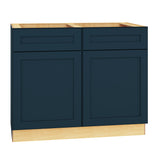 Diamond Express Jamestown 42-in W x 34.5-in H x 24-in D Regatta Blue 1-Drawer Base Fully Assembled Plywood Cabinet (Recessed Panel Square Style)